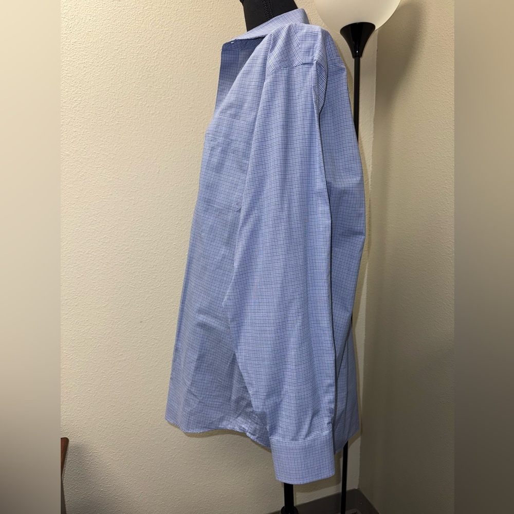Tommy Hilfiger Blue and White Small Plaid Dress Shirt. Large. - Picture 3 of 9